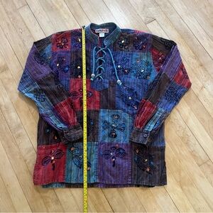 Colorful Patchwork Shirt Jacket